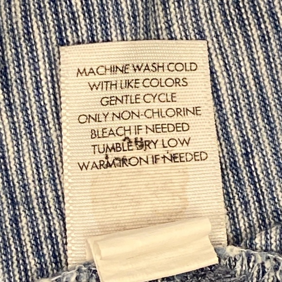 Pure Jill Indigo Women's Sz XL Top Blouse ¾ sleeve Blue Stripe Scoop neck Cotton - Picture 7 of 10